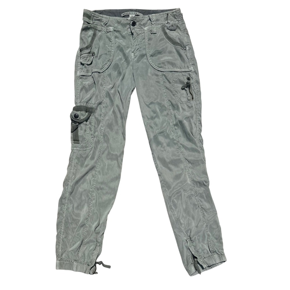 Marrakech‎ Women's Sage Green Cupro Blend Cargo Jogger Pants Size 24